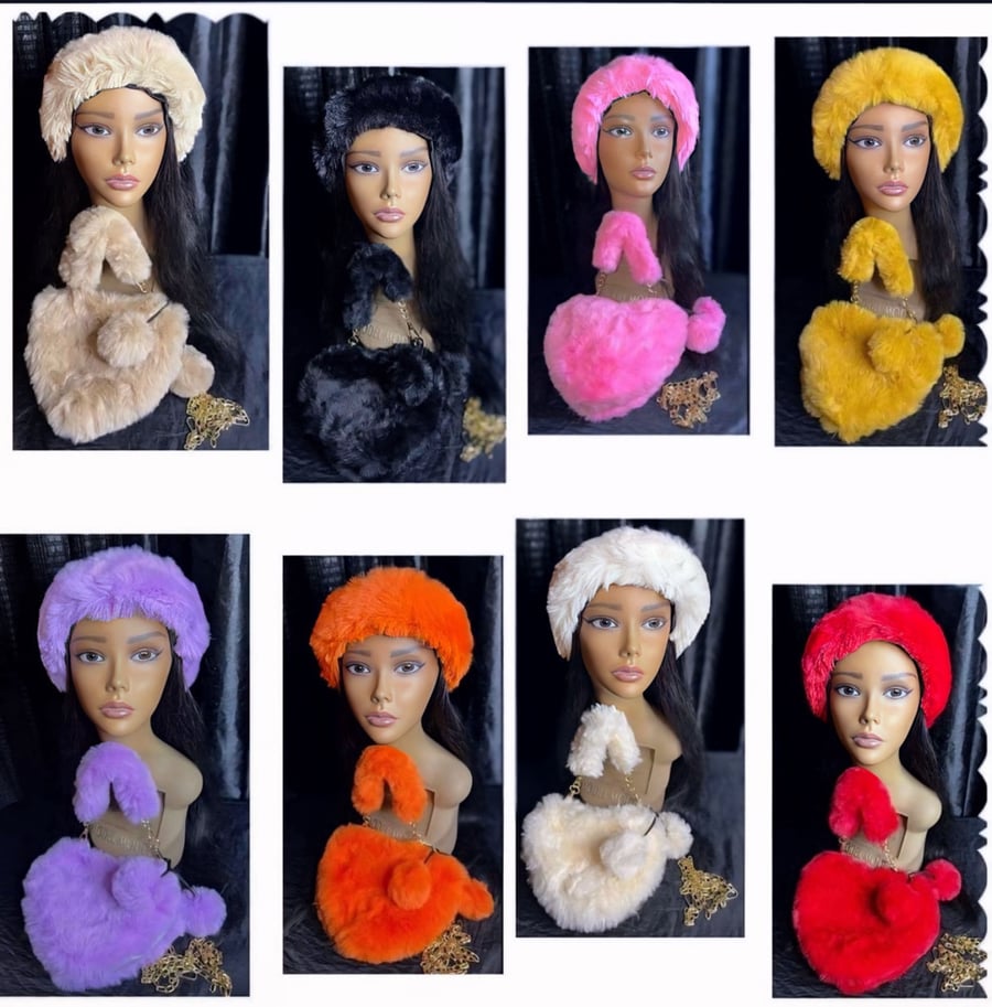 Image of Large fur Headband and Handbag Set 