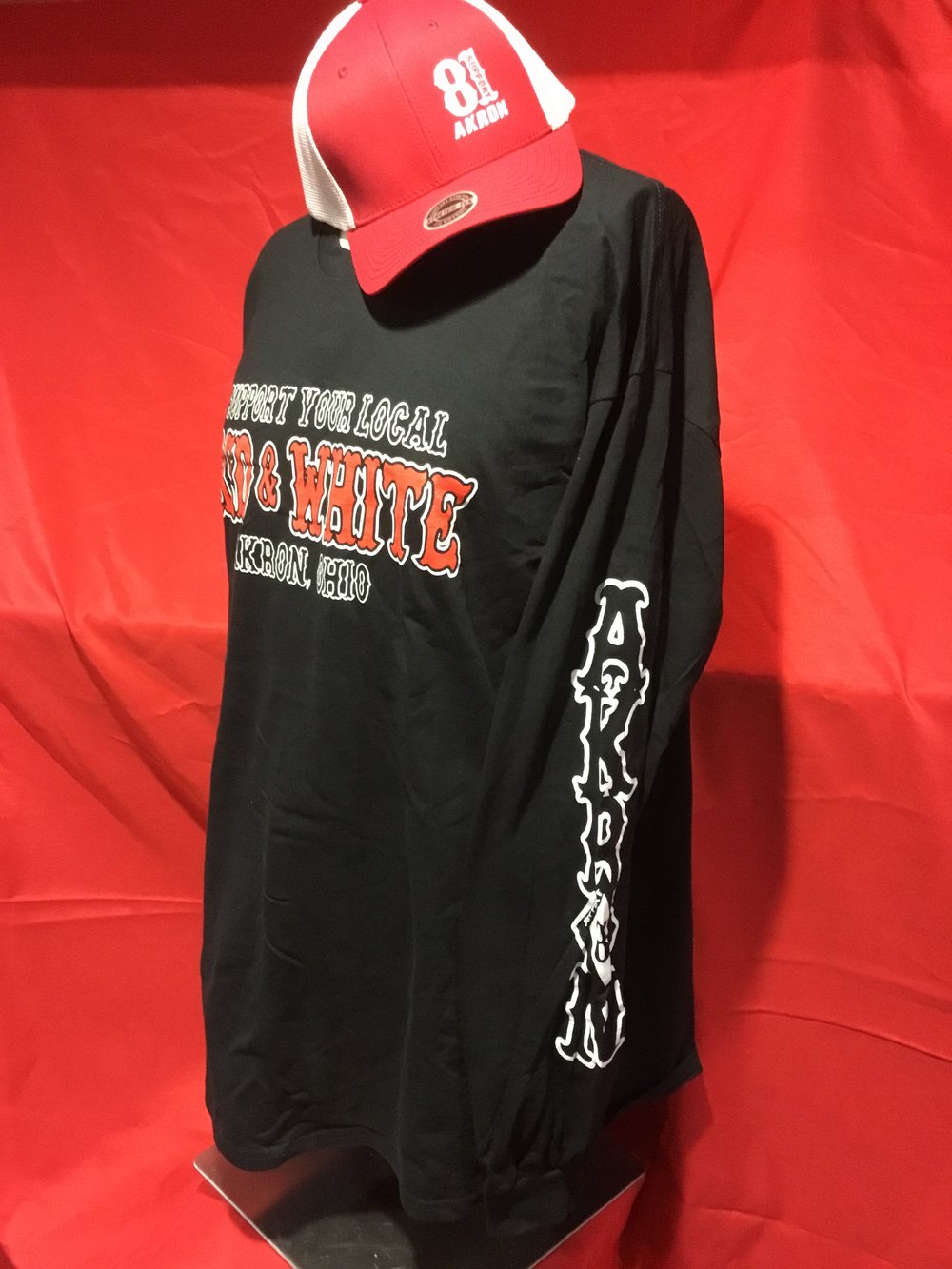 Support Your Local Red & Black Long Sleeve Tee