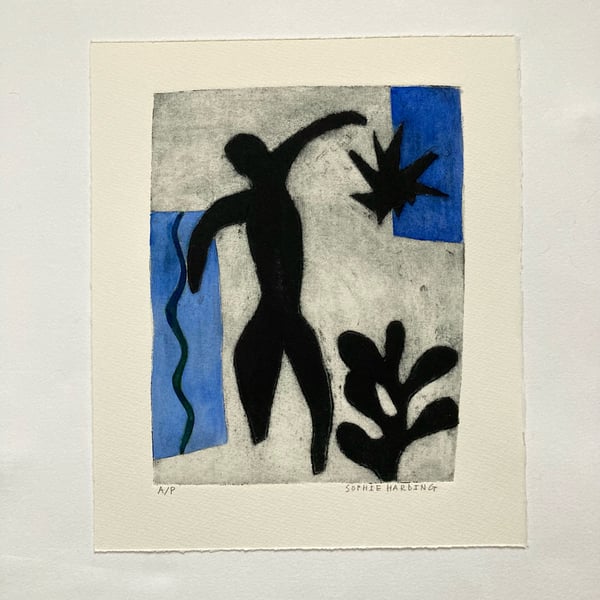 Image of Icarus, after Matisse collagraph