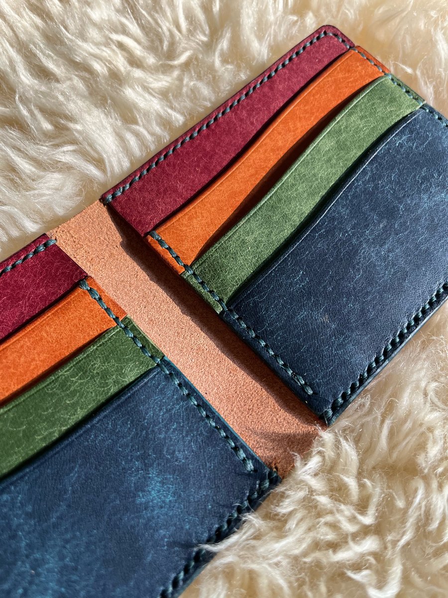 Image of Cognac/Rainbow Pueblo 8-pocket Slim Bifold 