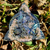 Image 2 of Holographic Butterfly Flower-Filled Triquetra Magnet