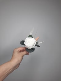Image 1 of Apricot and White Wedding Buttonhole and Wrist Corsage 