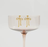 Image 2 of Golden Bow Sparkle Earrings | Waterproof