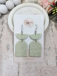 Image 1 of Embossed Mint Arch Earrings