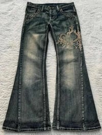Image 1 of Fmxires New Y2k Retro Flared Jeans Women Harajuku Gothic Embroidery Denim Pants Vintage Punk Baggy S