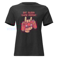 Image 3 of Women's Relaxed T-Shirt, Eat Sleep Game Repeat T-Shirt | Funny Gamer Graphic Tee
