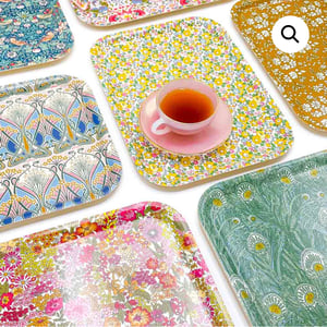 Image of Liberty Fabric Tray - Strawberry Thief Grey