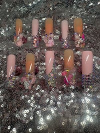 Image 6 of  On my grown and sexy extra long  square gel press on nails