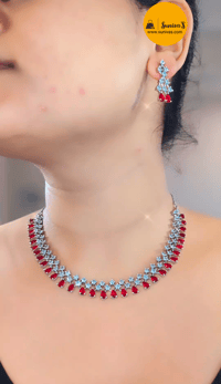 Image 13 of Usha- Simple yet Beautiful American Diamond Necklace Set