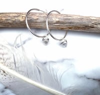 Image 1 of Handmade Clear Quartz Bullet Sterling Silver Hoop Earrings 925