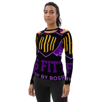 Image 1 of BOSSFITTED Black Purple and Gold Women's Rash Guard