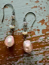 Image 19 of pinkish baroque pearl and opal earrings