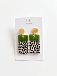 Paire de boucles d’oreilles céramique TOTEM RECTANGULA GM vert