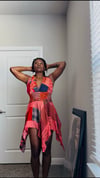 Patchwork Halter Mini Dress – Asymmetrical Hem