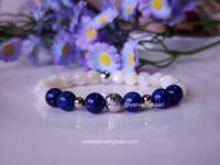 Image 1 of Lapis Lazuli  & Mother of Pearl Bracelet | Stretch Bracelet