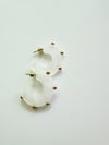 WHITE RESIN HALF HOOPS with gold
