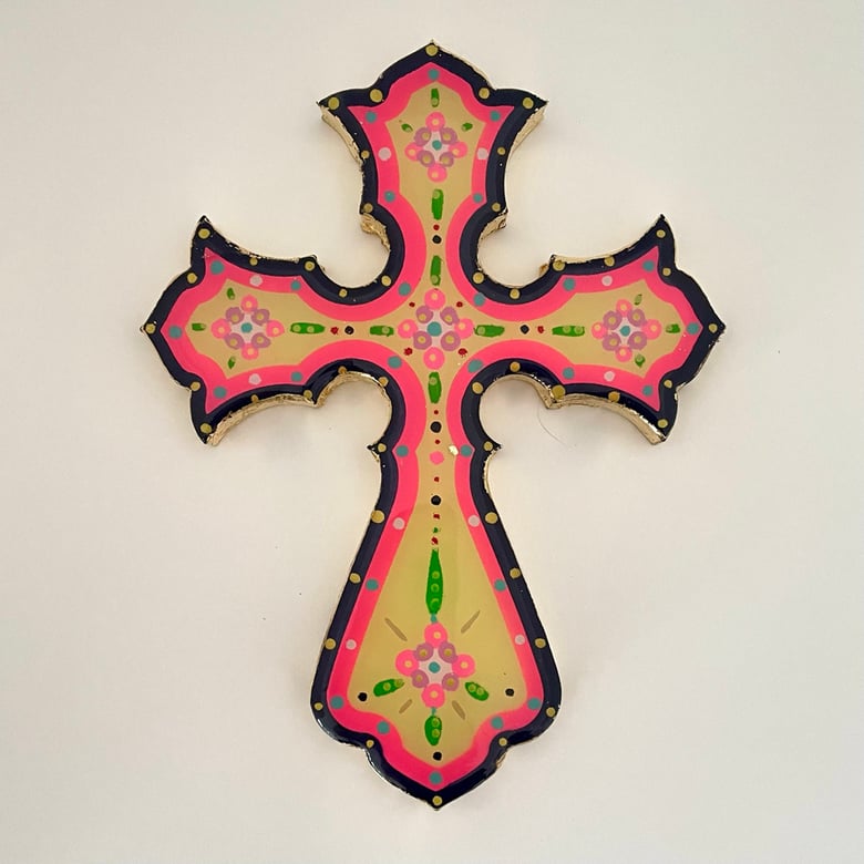 Image of Cosmic Cross Pastel Yellow/Pink/Navy