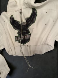Image 3 of 1/4 Zip R eagle thermal hoodie -white