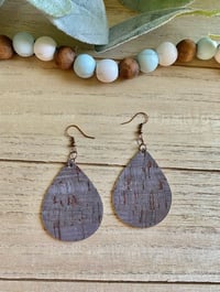 Image 1 of Dark Mauve Faux Cork Earrings 