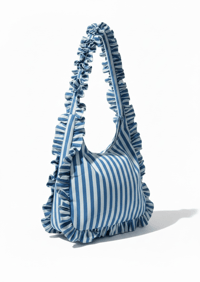 Image 2 of Ruffle Maxi Tote Bag in Candy Stripe 