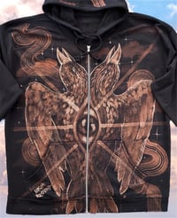 Image 5 of “TWO BECOME ONE” CUSTOM BLEACH PAINTED ZIP UP HOODIE XL