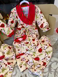 Image 1 of Girls Santa pjs and nightcoat set 