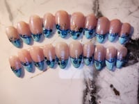 Image 1 of Blue Flower French Press on Nails 