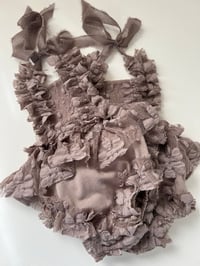Image 5 of Taupe Lace Newborn Romper & Headband