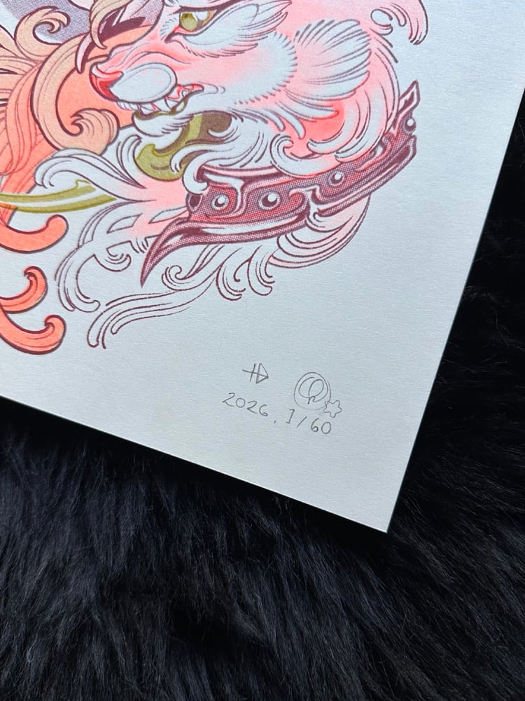 Two Warriors Risograph Print