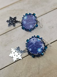 Image 3 of Navy Snowflake earrings 