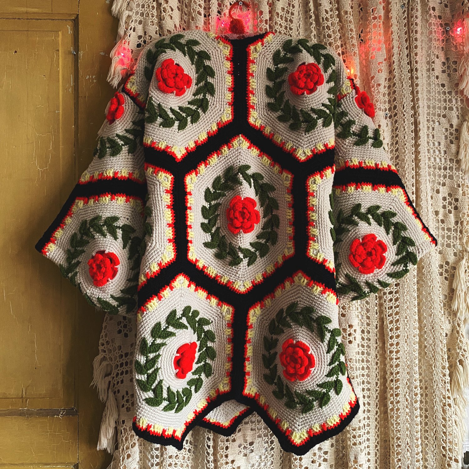 Image of Hexagon Roses Granny Sweater