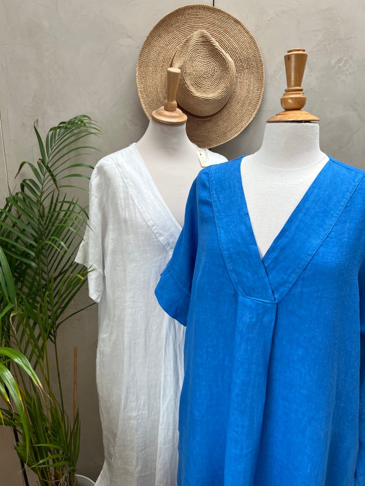 Image of Robe En Lin Diane Bleu Céleste