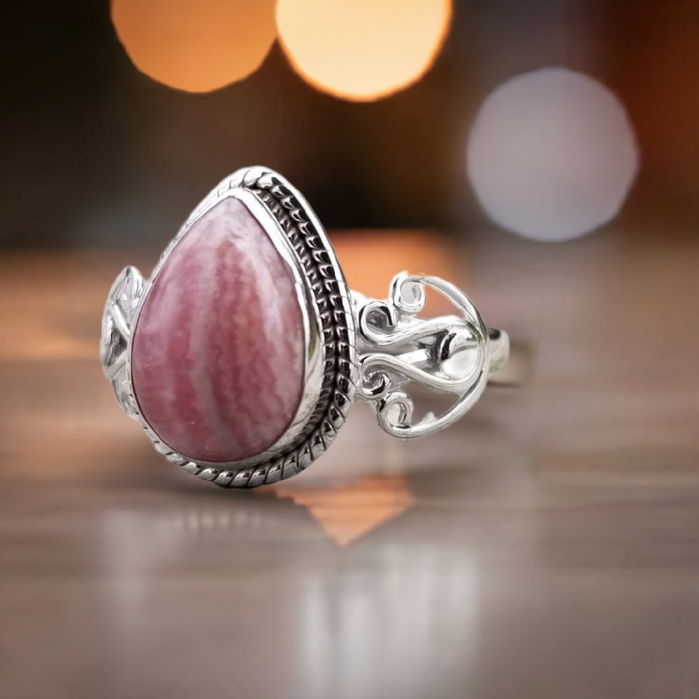 Image of Auria - Rhodocrosite Ring in Sterling Silver