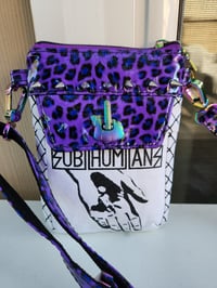 Image 5 of Punk rock leopard print cell phone sling bag (b&w)