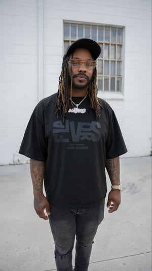 Image of Black Abstract Oversized Tee