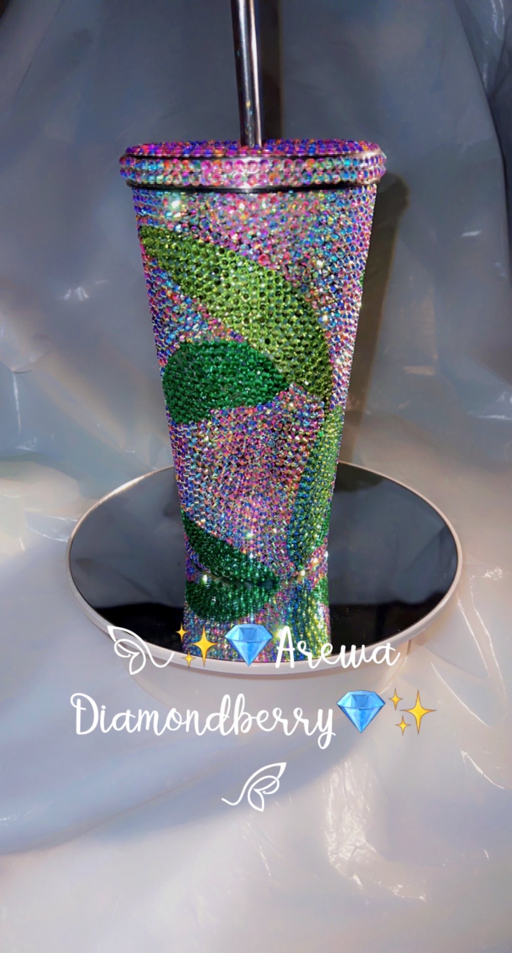 Image of Fully blinged Metal tumblr with straw