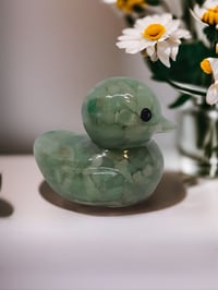 Image 4 of Set of 3 Natural Crystals in Resin OlllllO Ducks Ceramic Coated with Ducking Cards 'Fortune Ducks'