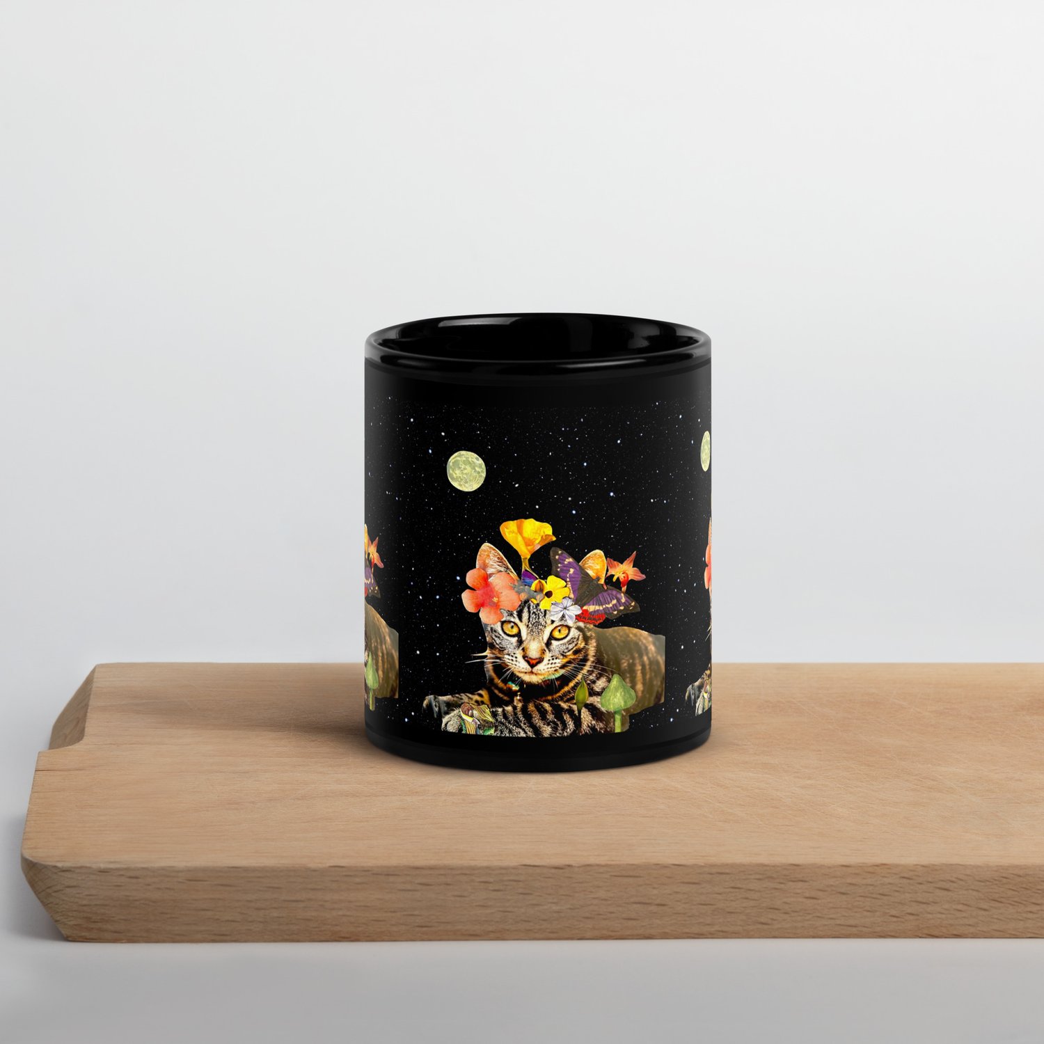 Image of Frida Cat-lo - Black Glossy Mug - 2 Size Options
