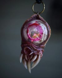 Image 8 of Little Magenta Monster Toothy pendant, OOAK,