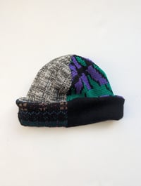 Image 3 of Upcycled Reversible Beanie Purple x Black Cashmere