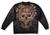 Image 1 of “NOTHING IS REAL” CUSTOM BLEACH PAINTED PULLOVER SWEATER XL