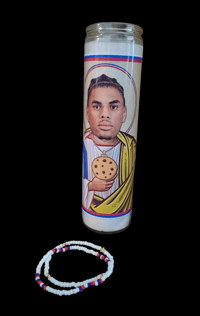 Image 3 of Keon Coleman Buffalo Bills prayer candle with friendship bracelet