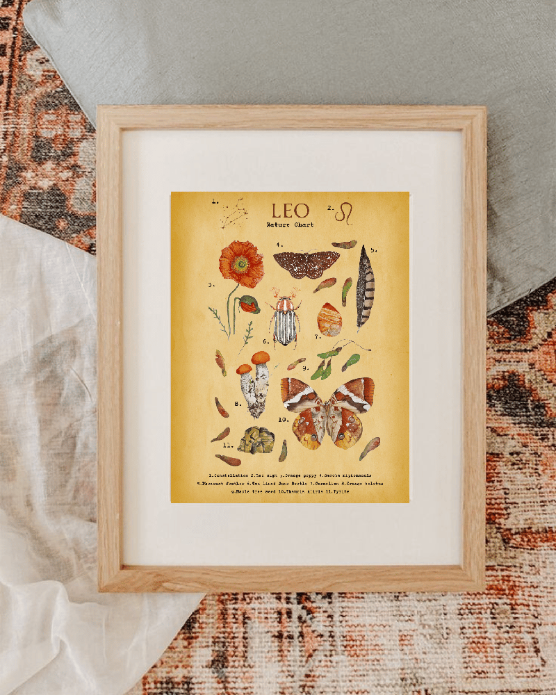 Vintage Leo Nature Chart PRINT Nussay Watercolor