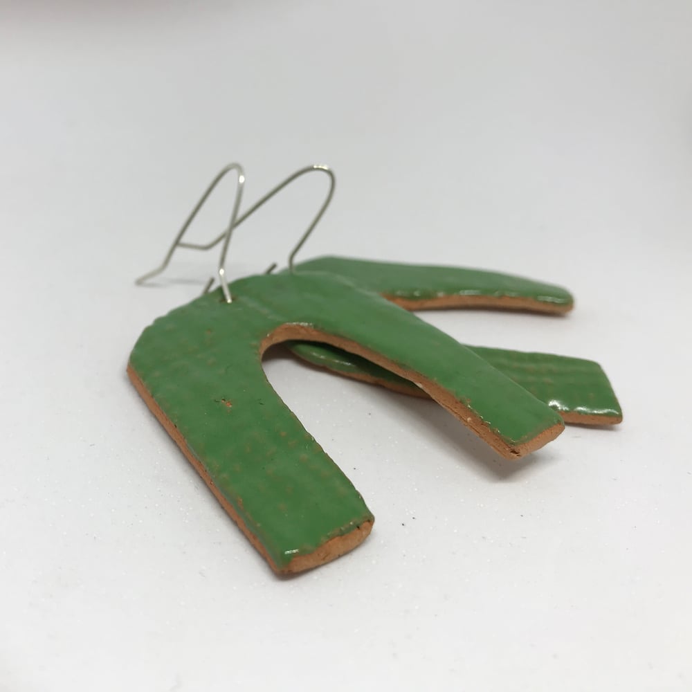 Image of Grass Green Arch Ceramic Earrings