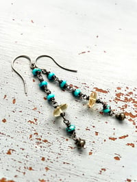 Image 3 of Egyptian turquoise and citrine earrings