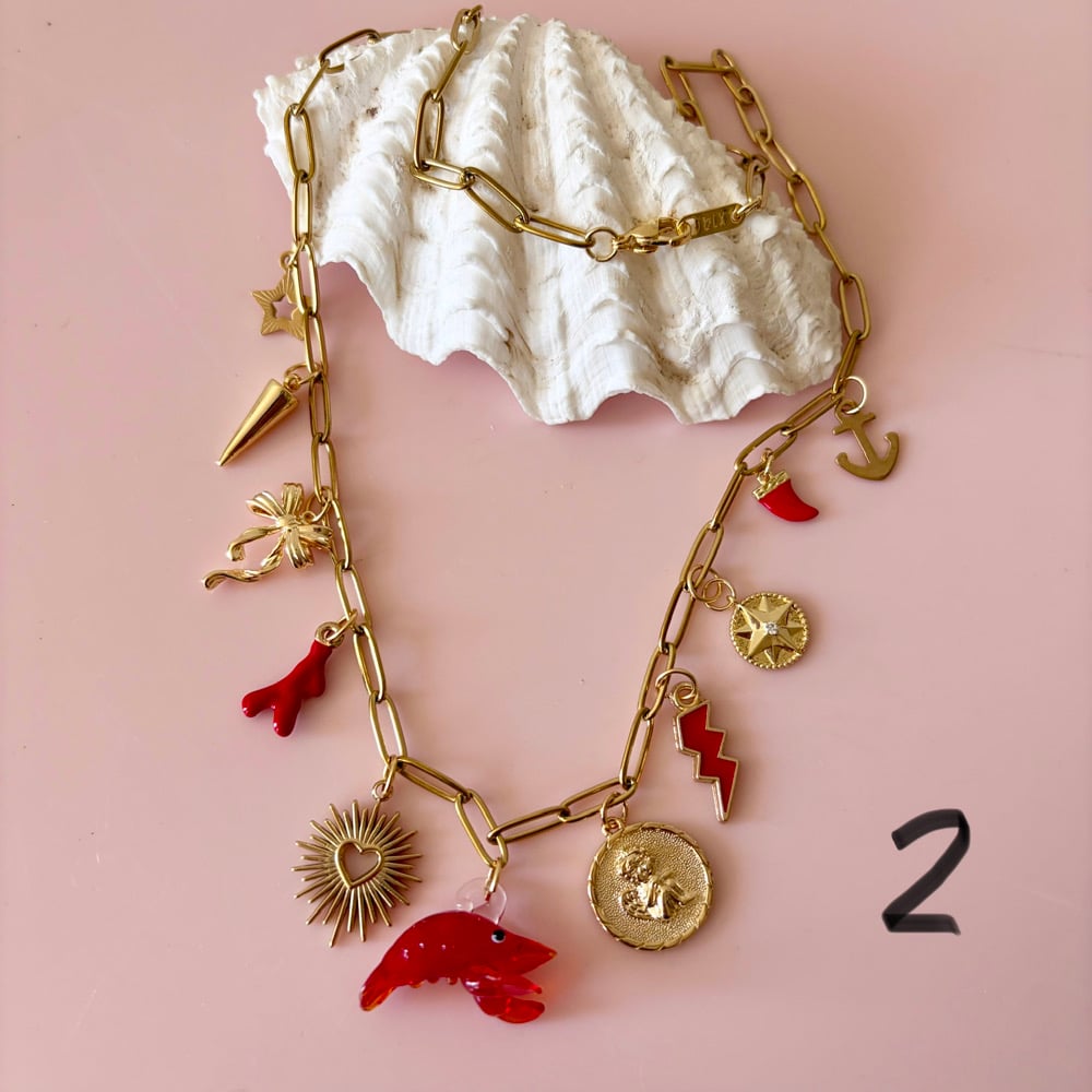 Image of Gold Paperclip Charm Necklaces