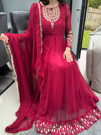 Image 1 of Cherry red anarkali