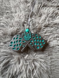 Sweater Weather Grey Racing Flags Freshie