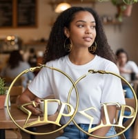 Image 2 of ΣΓΡ Gold Hoop Statement Earrings