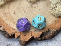 Image 5 of Hope and Fear Duality Dice | Handmade Pair of D12 Dice Blue and Purple